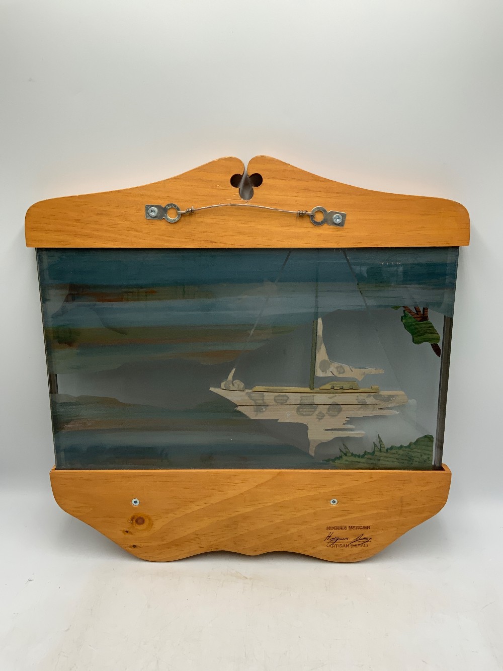 Sailboat Wood/Glass Art By Hughes Mercier