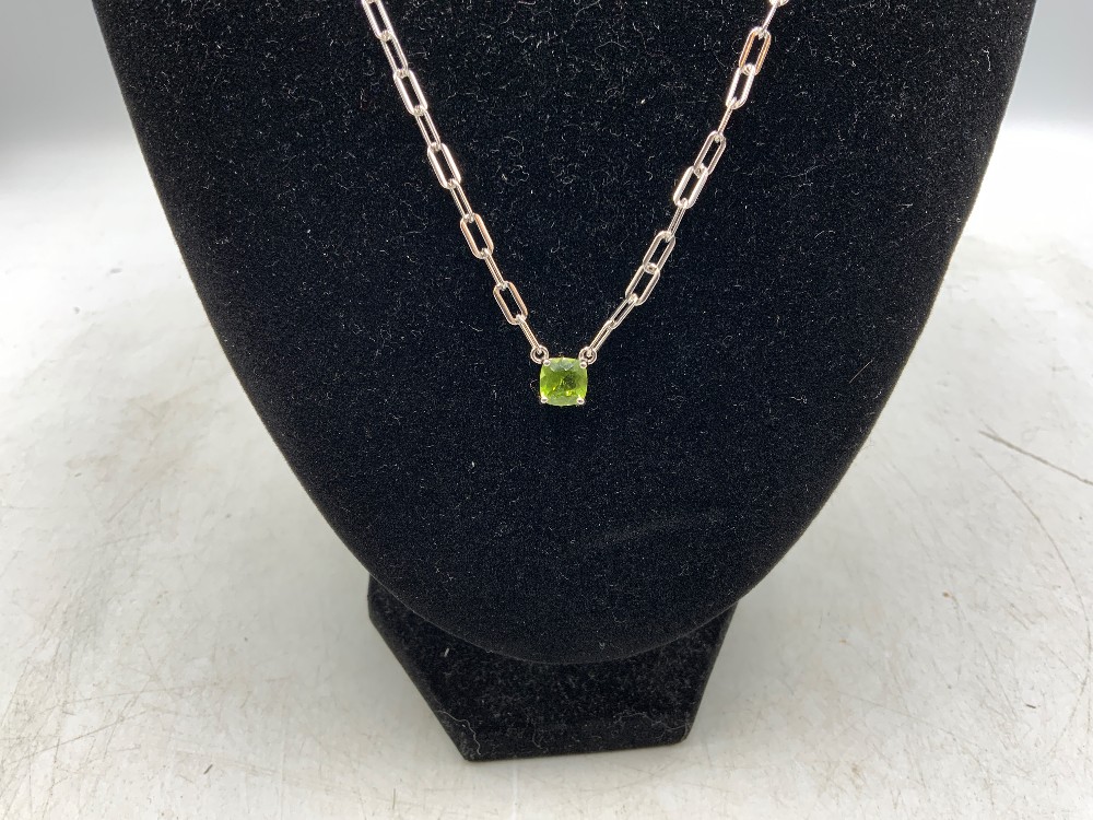 925 Necklace with Green Stone