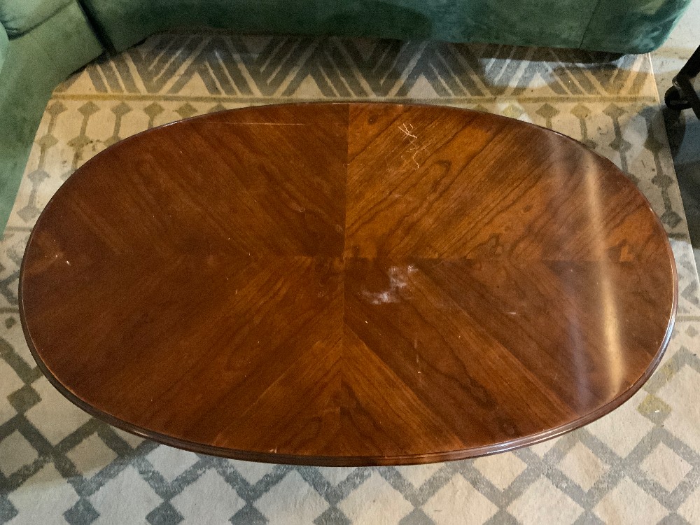 Dark Wood Oval Coffee Table