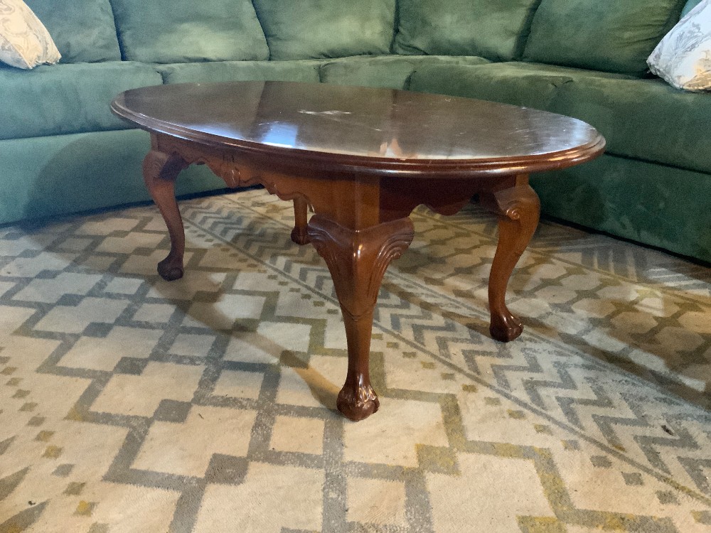 Dark Wood Oval Coffee Table