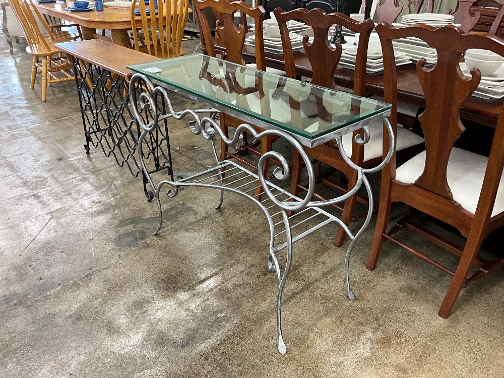 Silver Glass Top Sofa Table