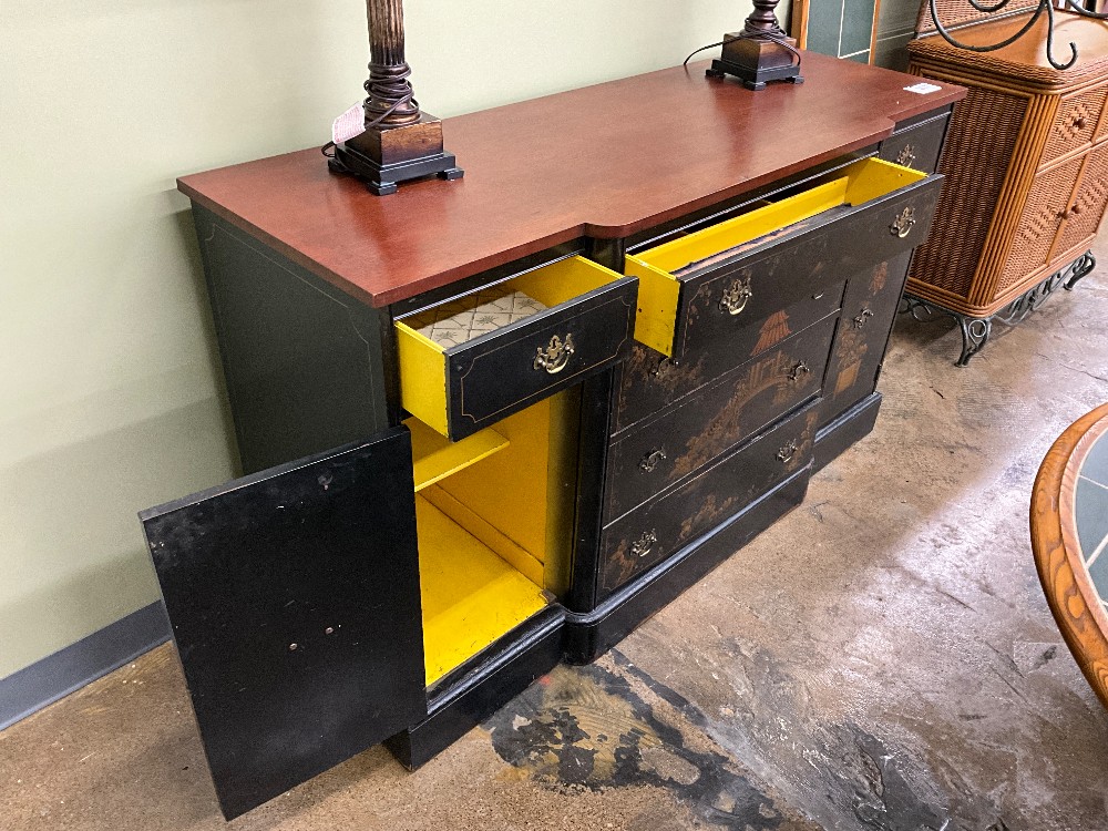 Asian Style Black & Wood Buffet