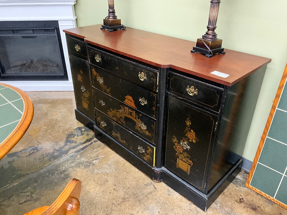 Asian Style Black & Wood Buffet