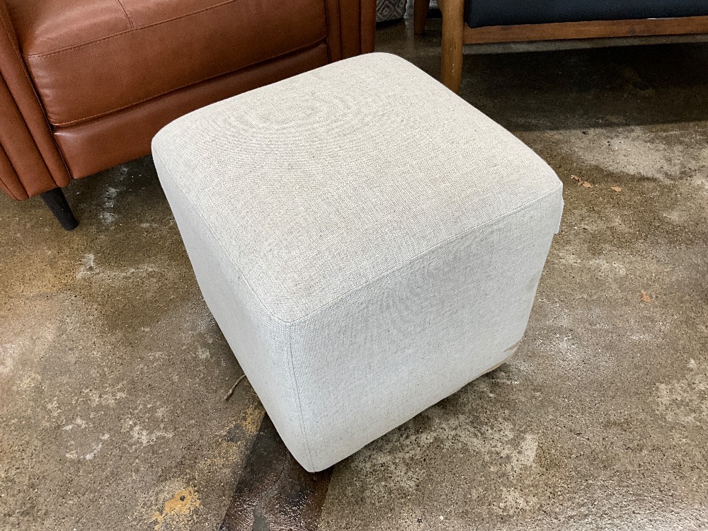 Linen Ottoman on Wheels
