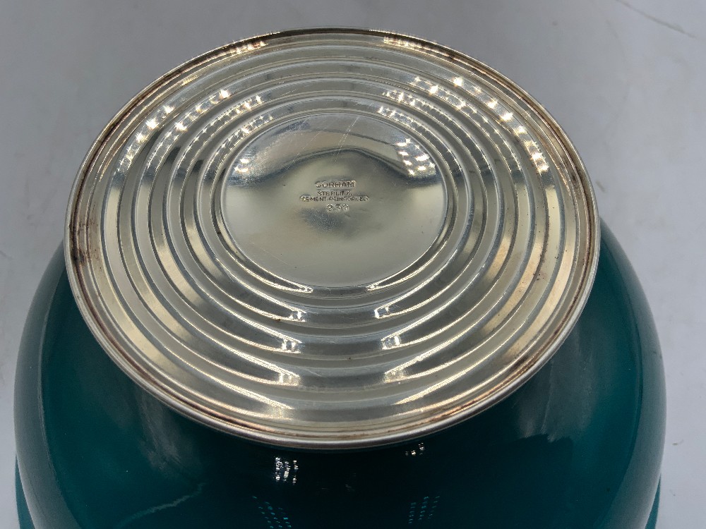 Gorham Teal Glass Bowl - Weighted Sterling Base