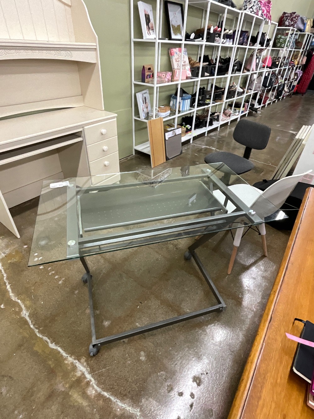 Glass Desk on Wheels