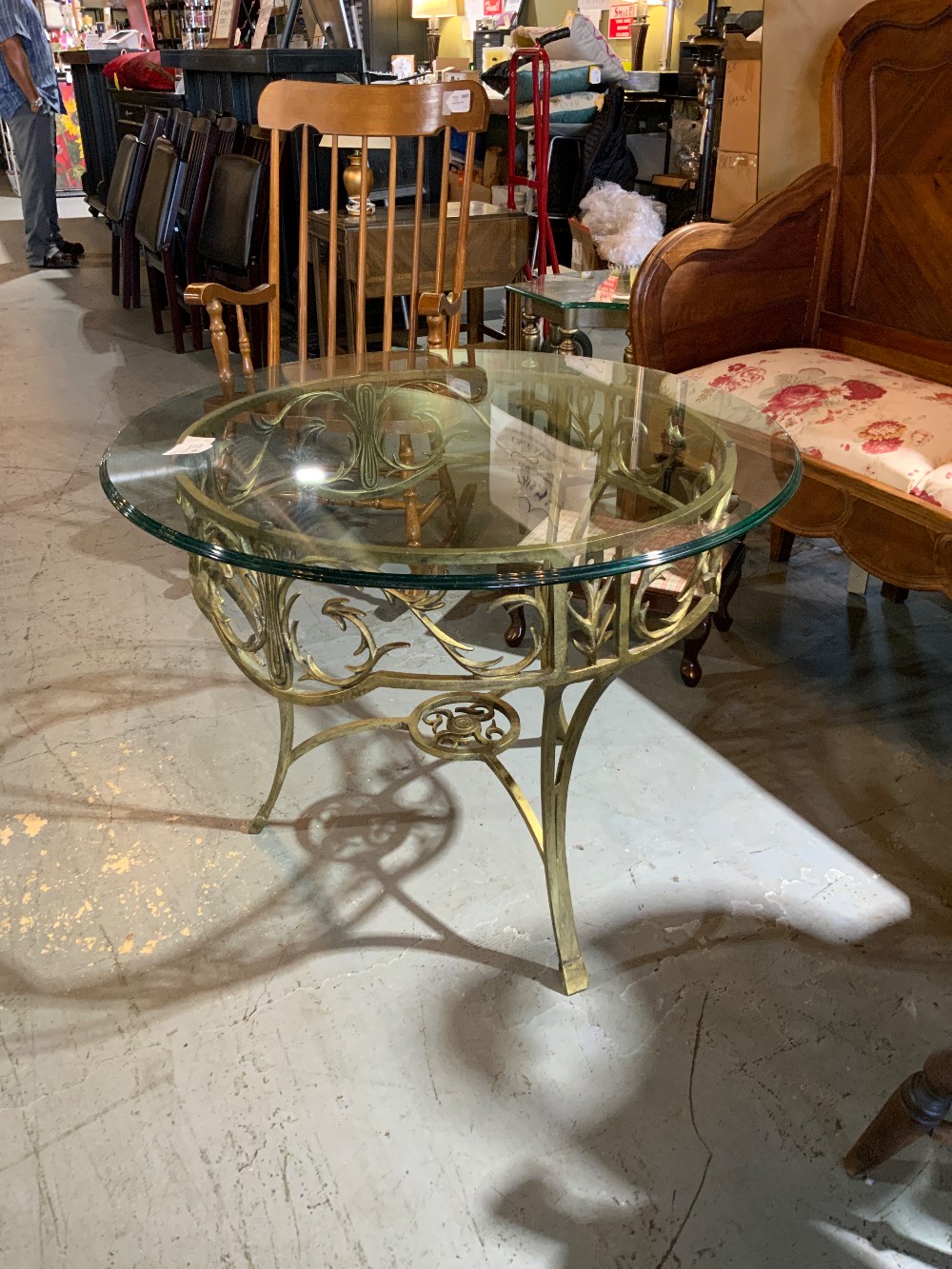 Gold Coffee Table w/ Glass Top