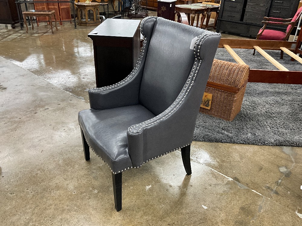 Grey & Silver Nailhead Chair