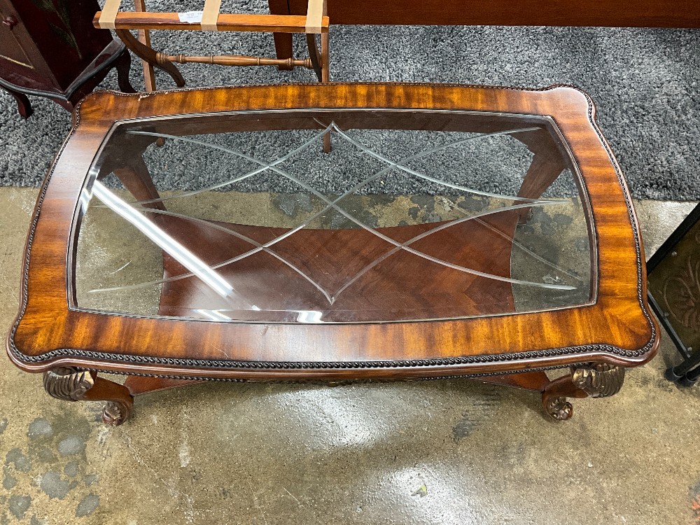 Wood Coffee Table w/ Glass Inlay