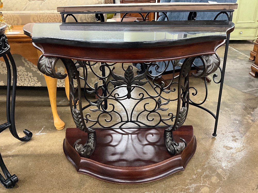 Metal And Stone Top Sofa Table