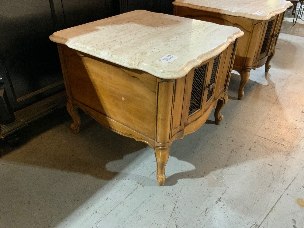 Kindel French Wooden side table with Marble Top