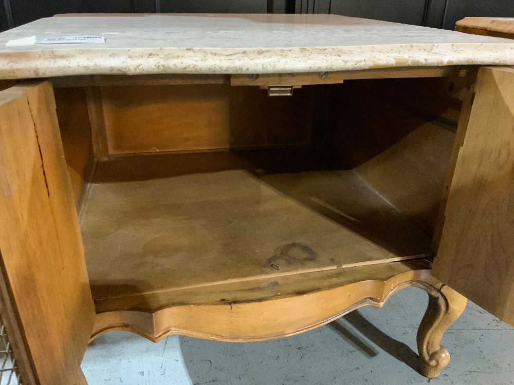 Kindel French Wooden side table with Marble Top