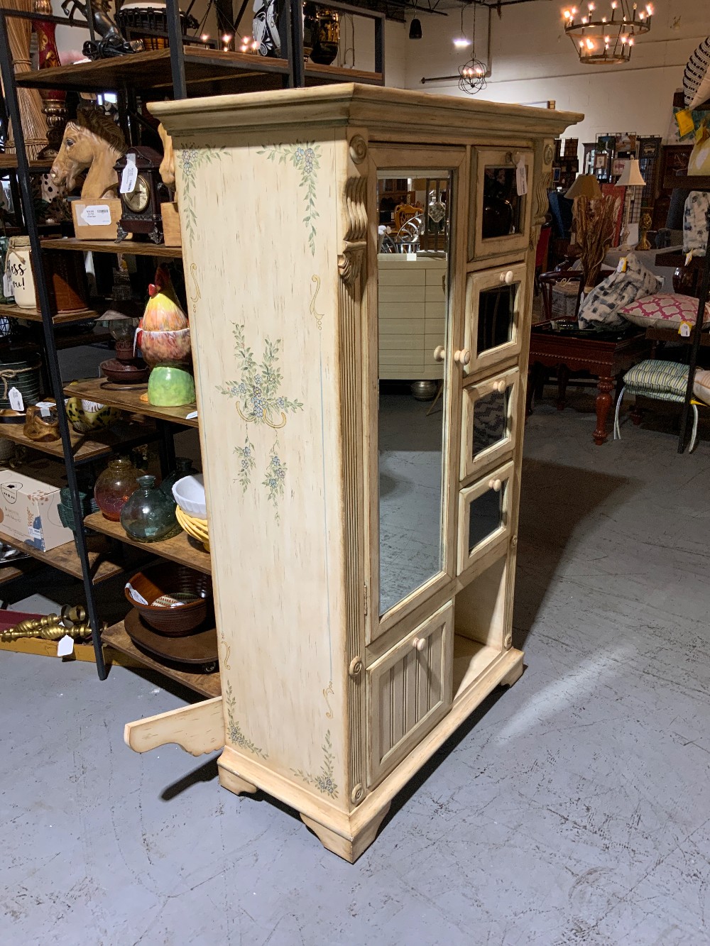 Painted Armoire w/ Drawers & Mirror