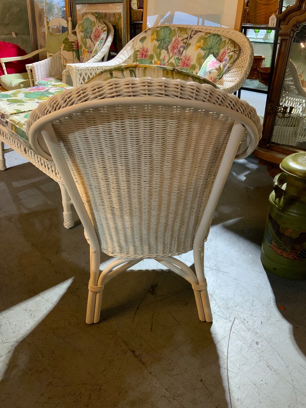 Palecek White Wicker Outdoor Set 4 Pieces w/ cushions