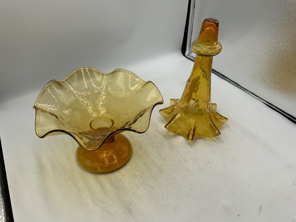 Amber Glass Epergne