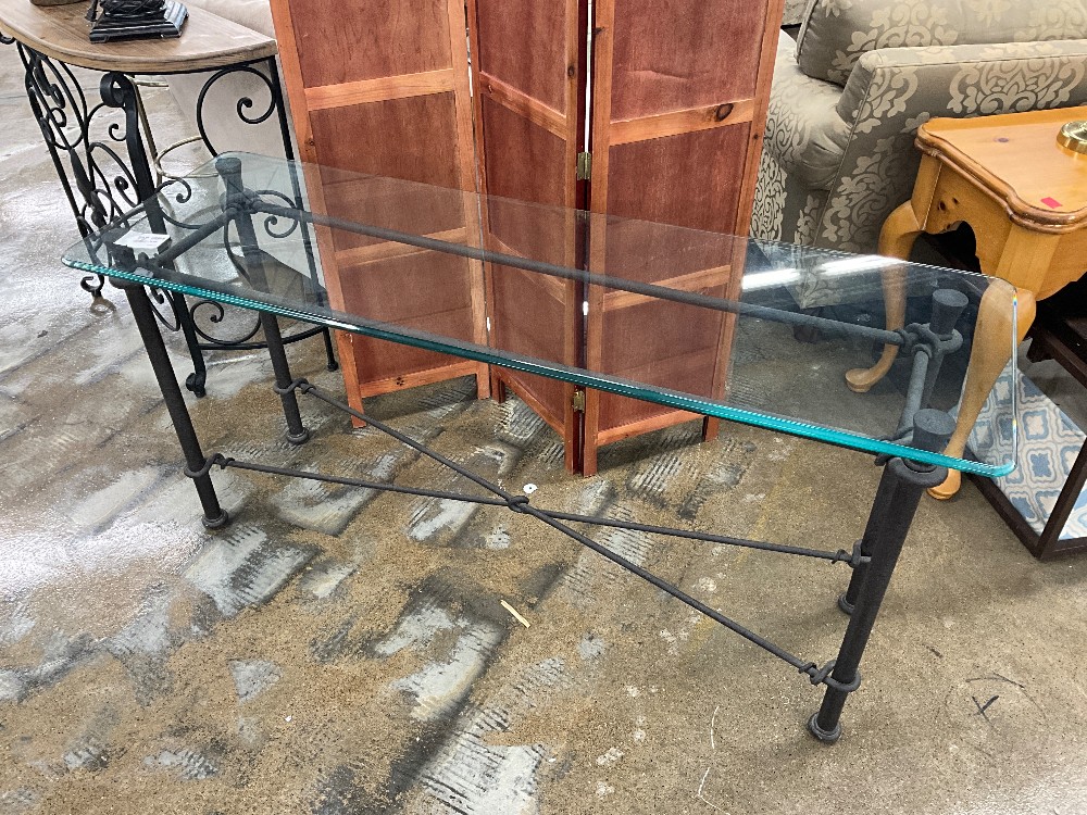 Metal Base Glass Top Sofa Table (HEAVY)