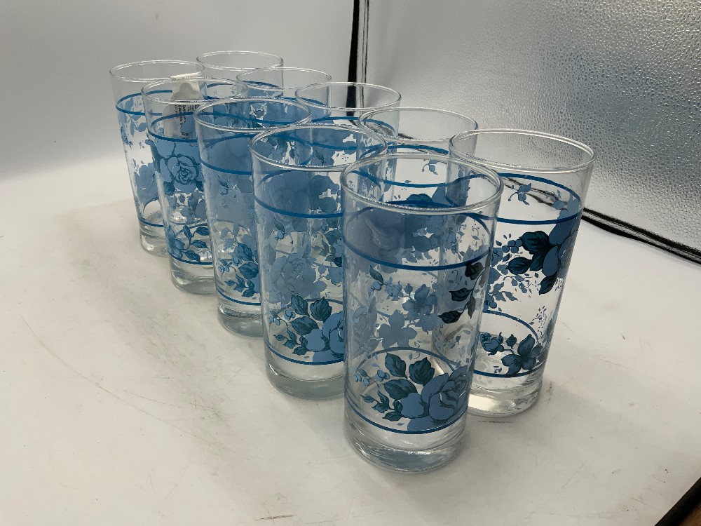 Corelle Crisa Blue Velvet Rose Glasses Set of 6