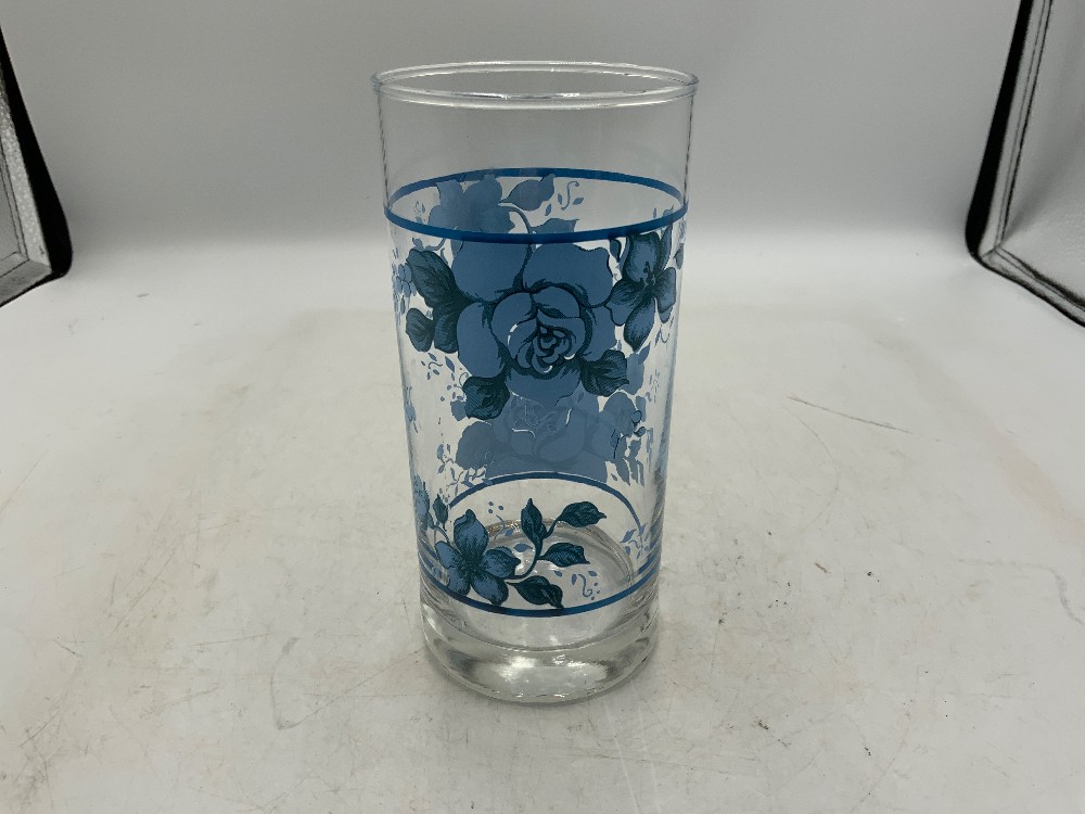 Corelle Crisa Blue Velvet Rose Glasses Set of 6