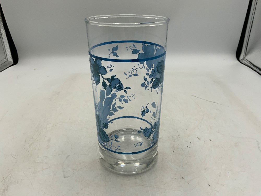 Corelle Crisa Blue Velvet Rose Glasses Set of 6