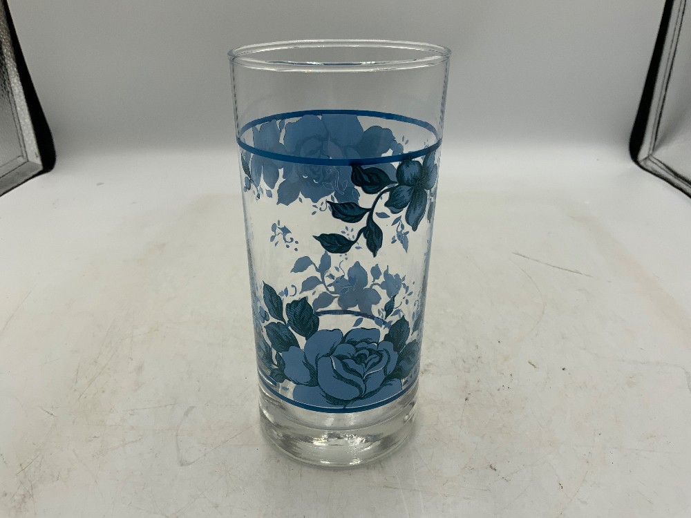 Corelle Crisa Blue Velvet Rose Glasses Set of 6