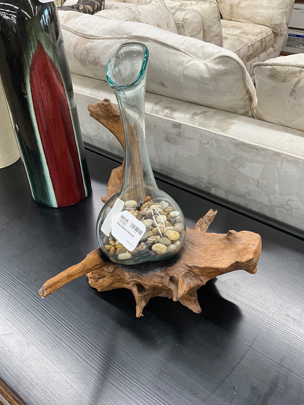 Glass Vase On Driftwood