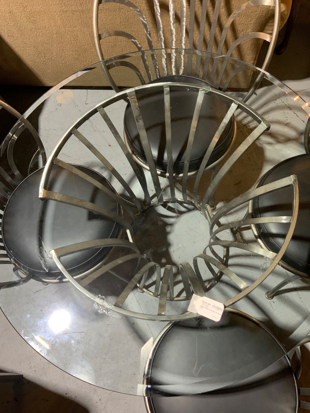 Metal Table & 4 Chairs w/ Glass Top