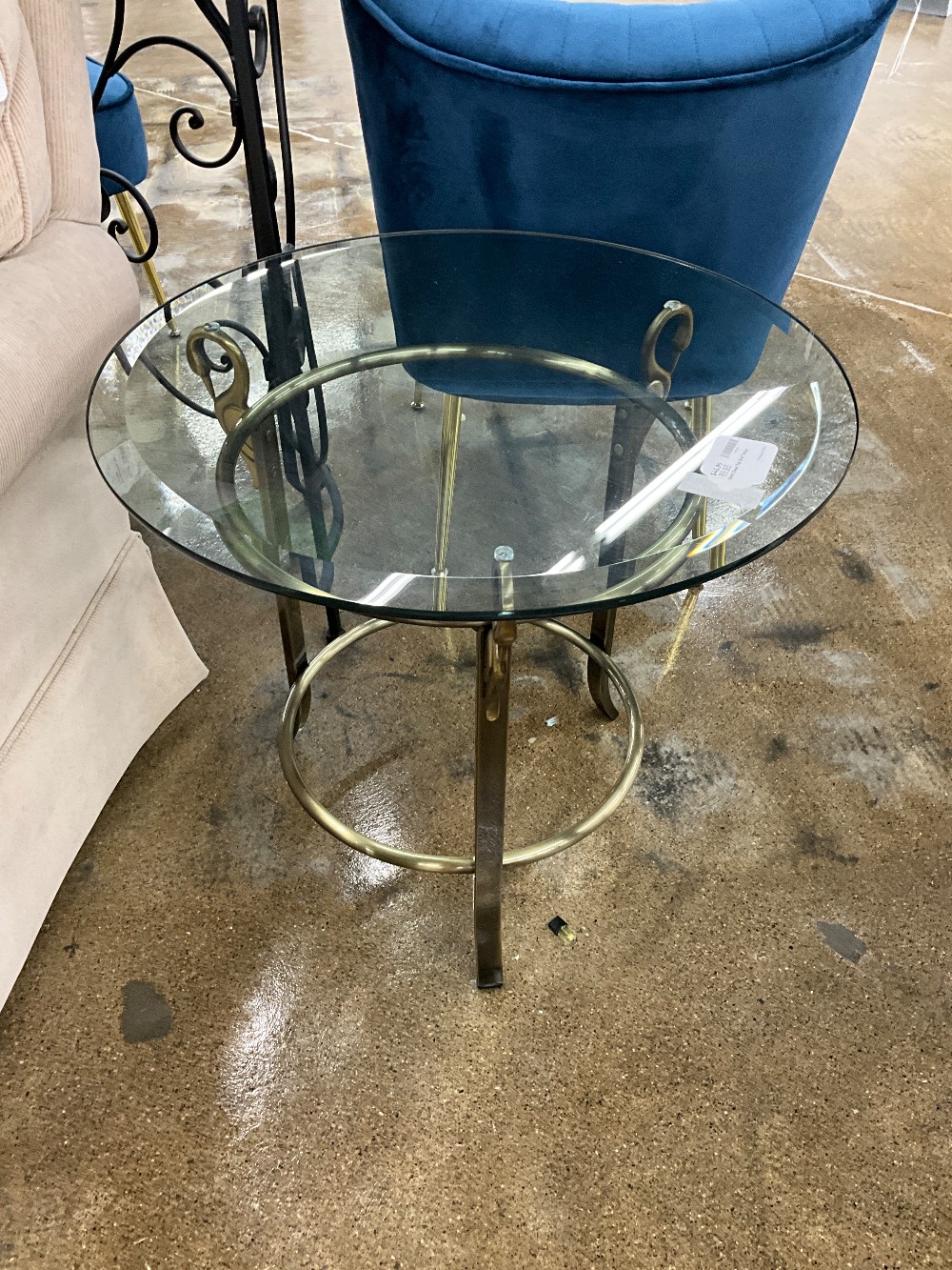 Gold Glass Top End Table
