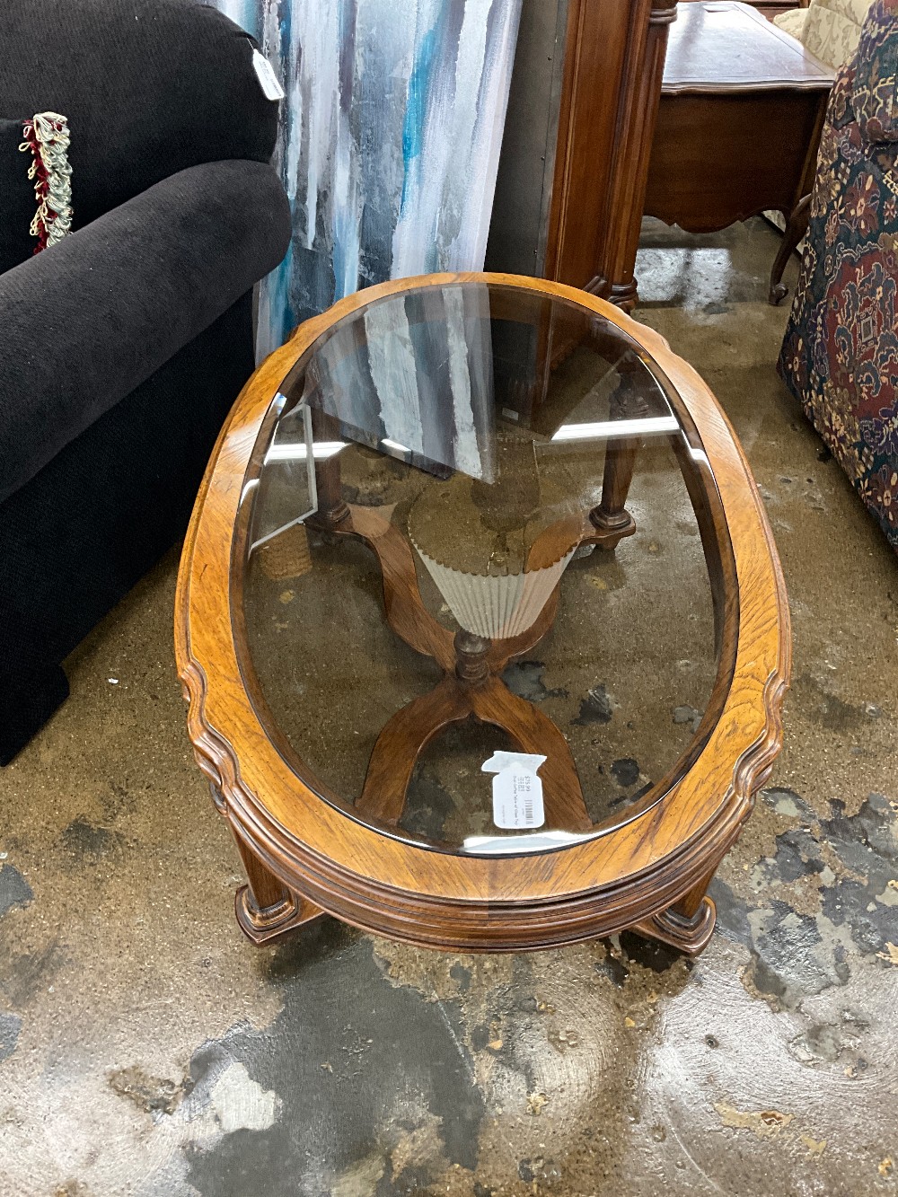 Oval Coffee Table w/ Glass Top