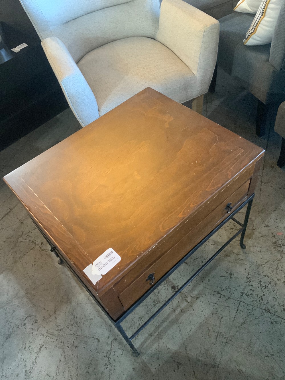 Made in Mexico Wood Top Accent Table w/ Metal Legs