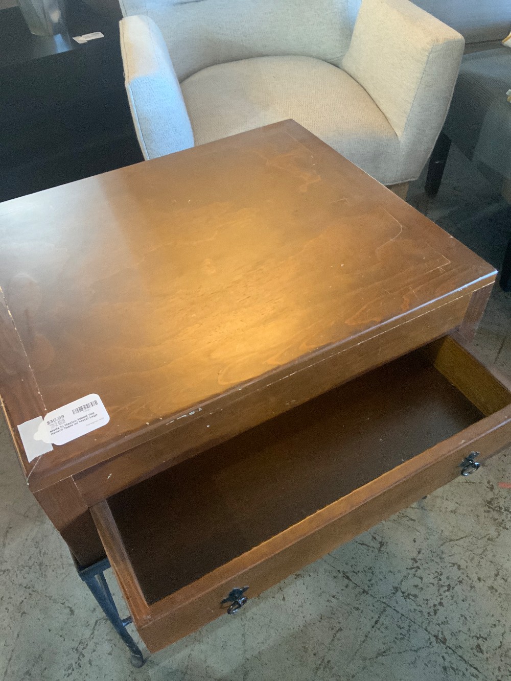 Made in Mexico Wood Top Accent Table w/ Metal Legs