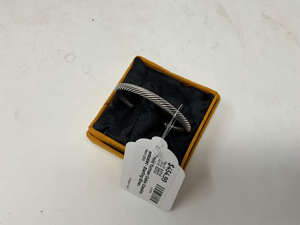 David Yurman Cable Classics Bracelet - Sterling Silver, Yellow Gold w/ Topaz finials