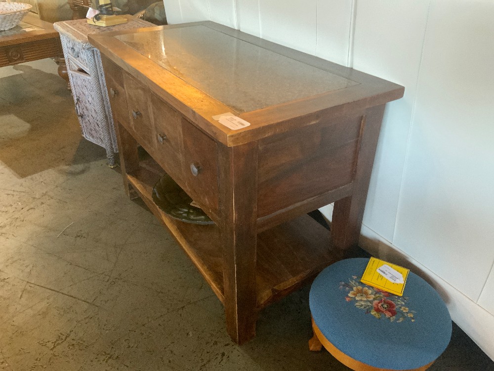 Granite Top Console Table