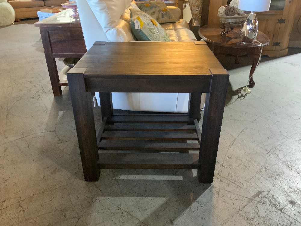Rustic Dark Wood End Table