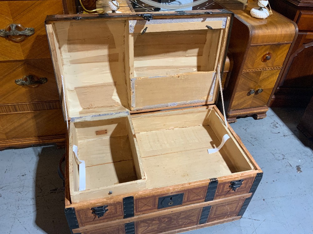 Antique Steamer Trunk w/ Caster + Divider