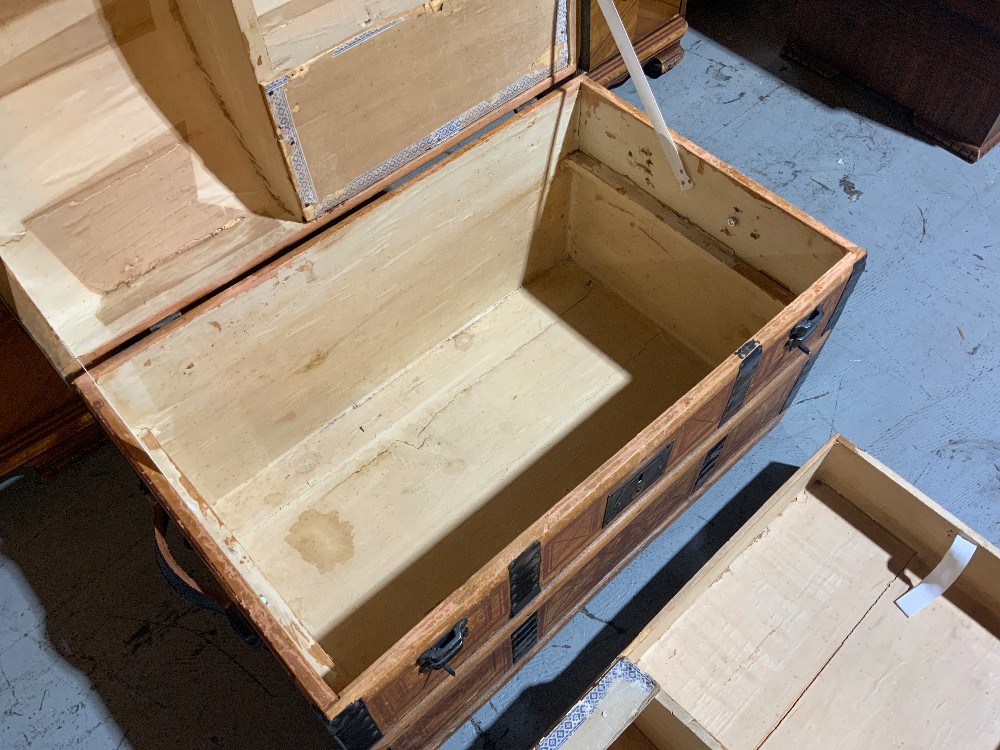 Antique Steamer Trunk w/ Caster + Divider