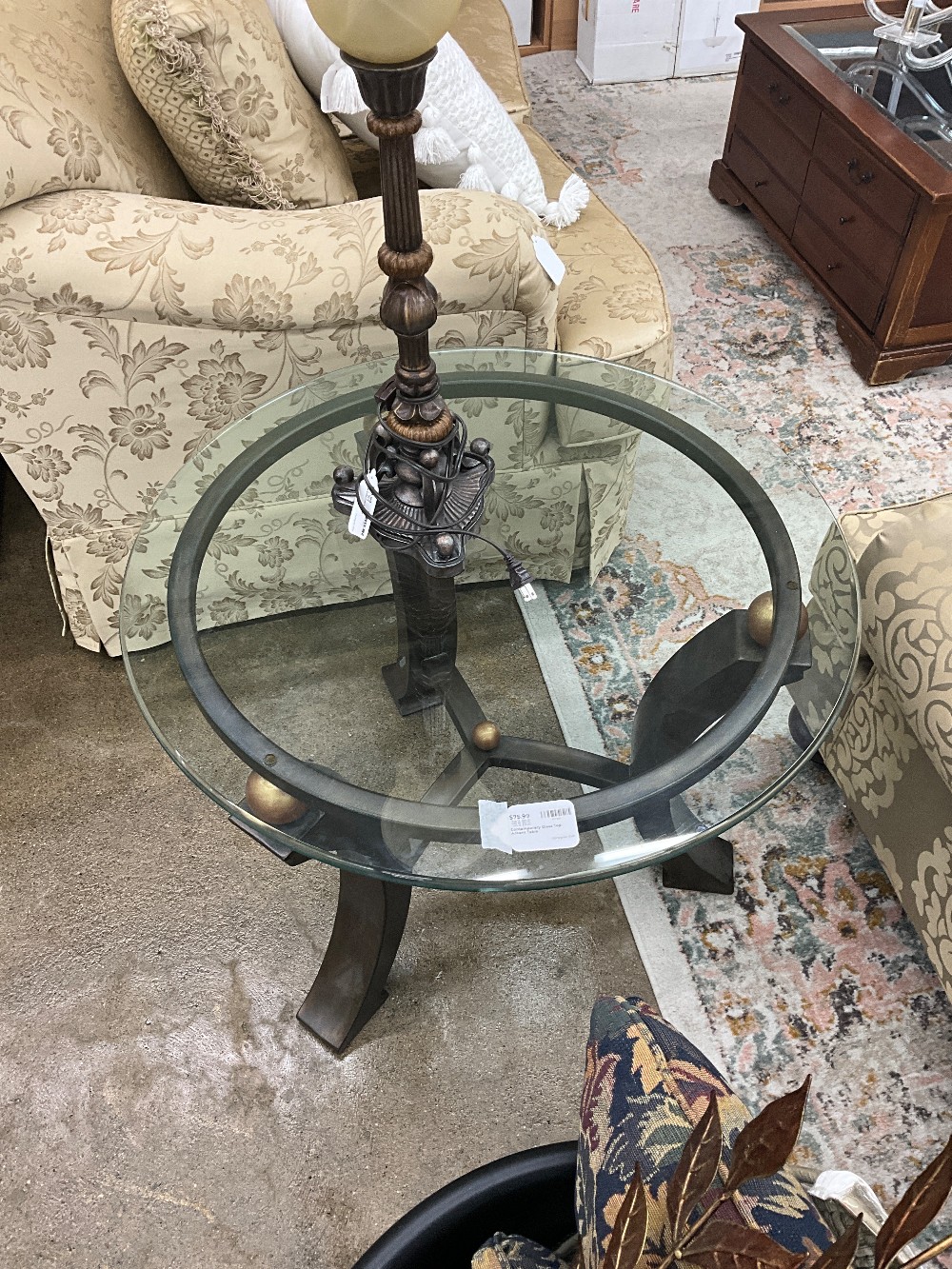 Contemporary Glass Top Accent Table