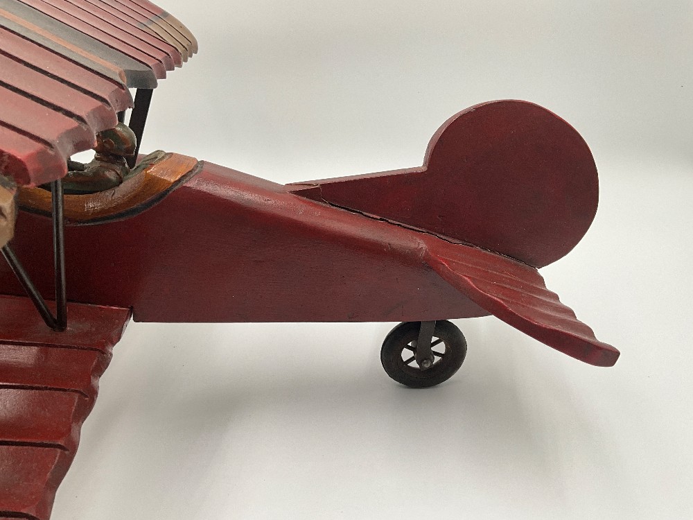 Large Red Wooden Airplane