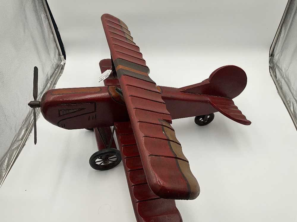 Large Red Wooden Airplane