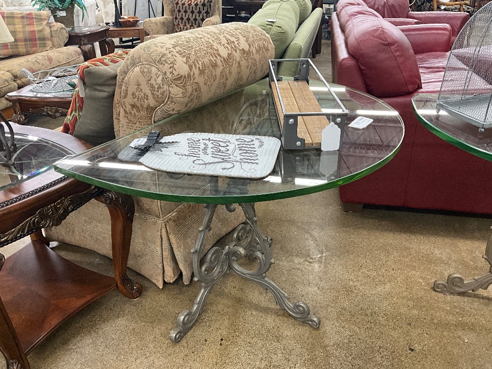 Glass Top Half Circle Table