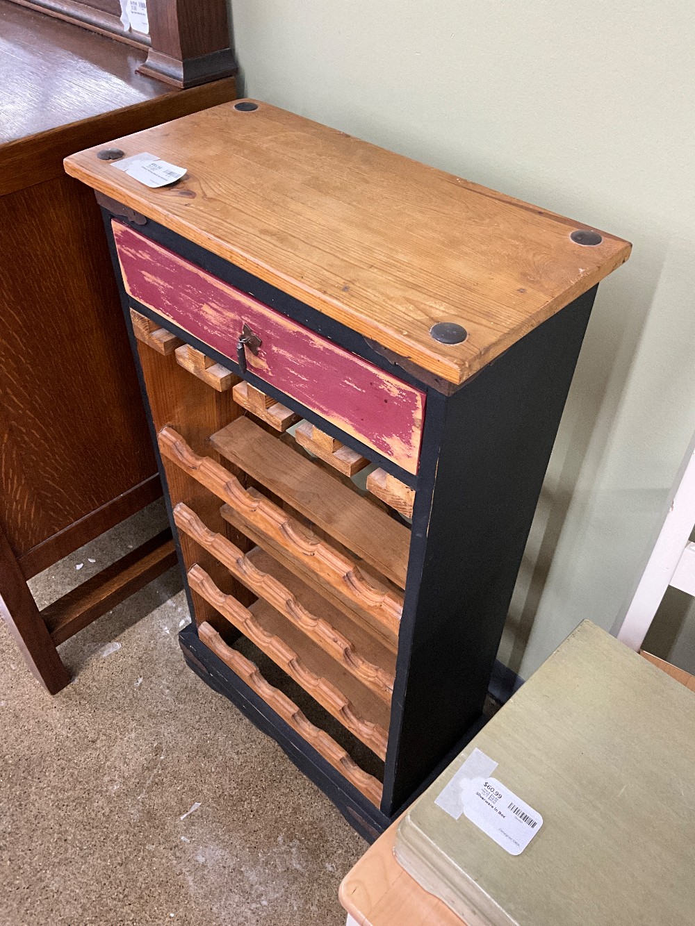 Wood Wine Rack w/ drawer