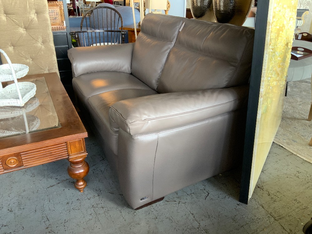 Natuzzi Grey Leather Loveseat