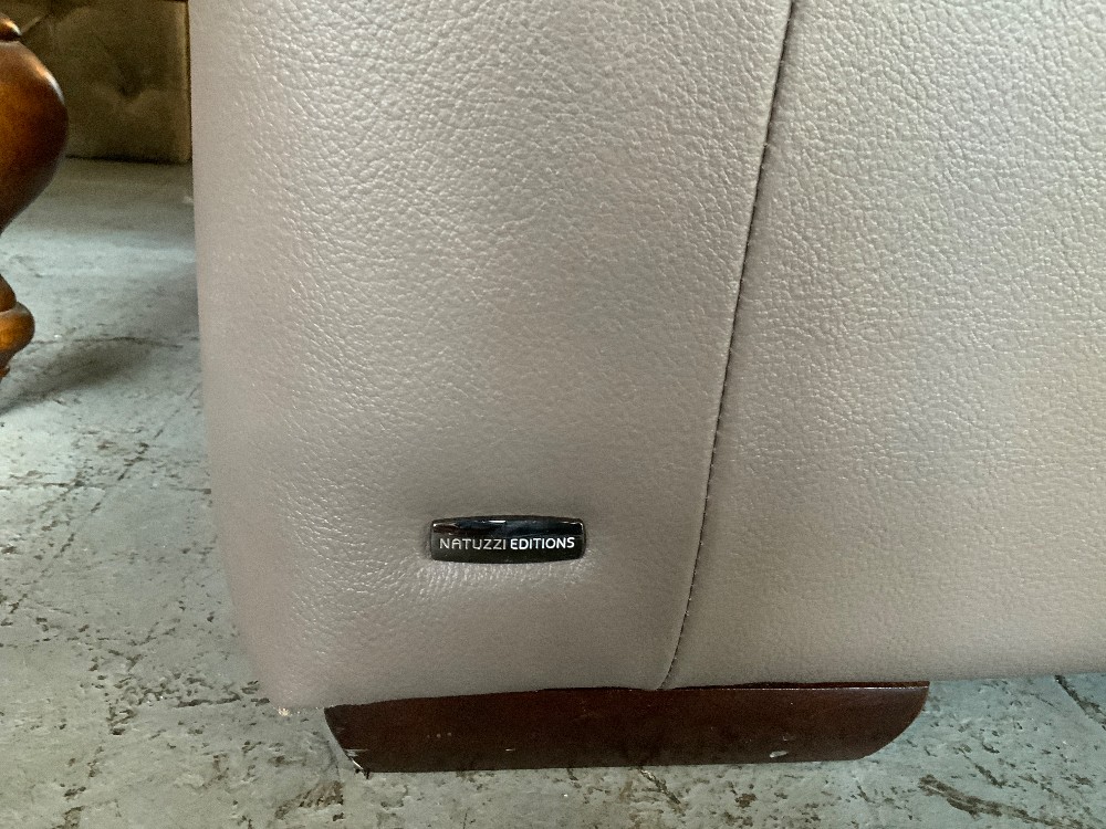 Natuzzi Grey Leather Loveseat
