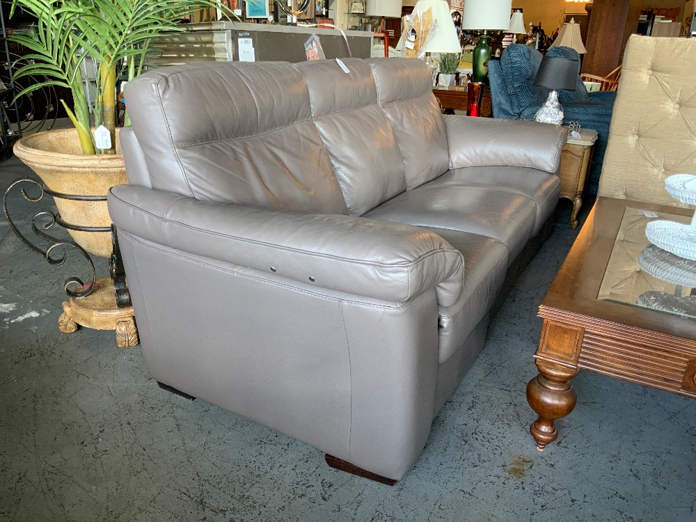 Natuzzi Grey Reclining Leather Sofa