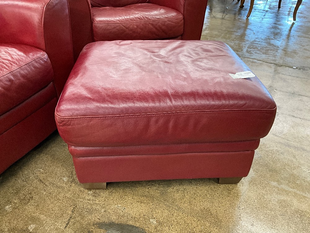 Natuzzi Red Leather Ottoman