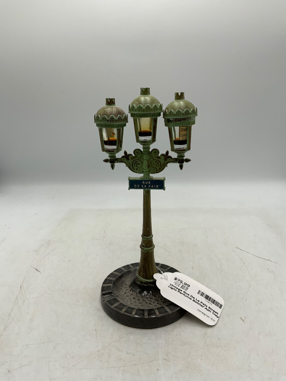 Vintage Rue De La Paix Street Light Perfume Bottle/ Ash Tray