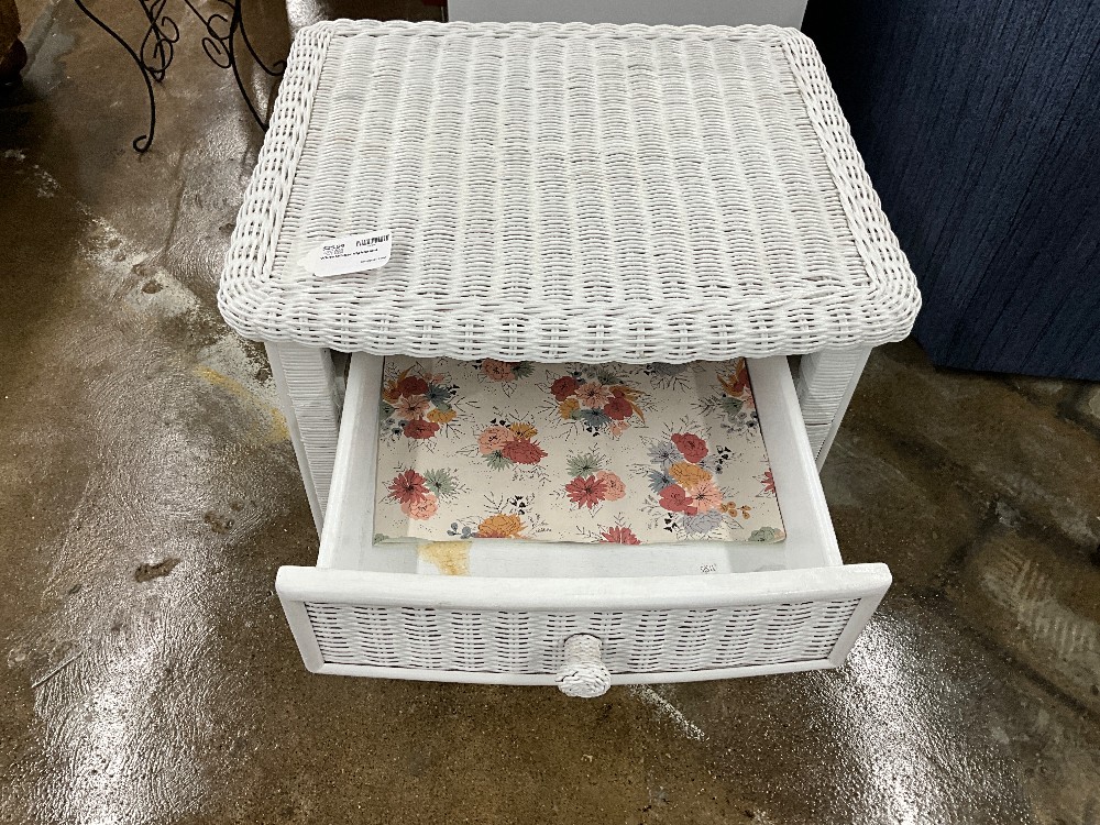 White Wicker Nightstand