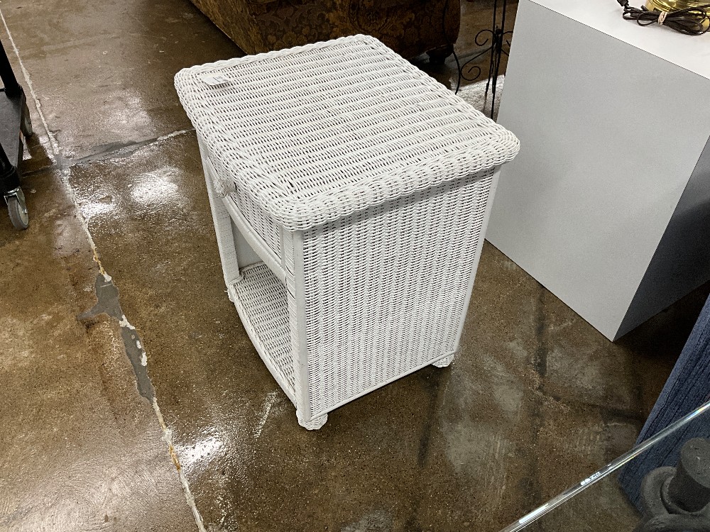 White Wicker Nightstand