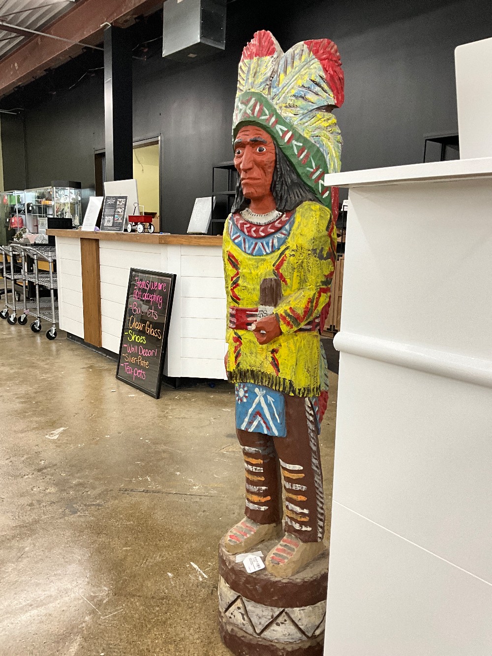 Ralph Gallagher Wood Native American Statue