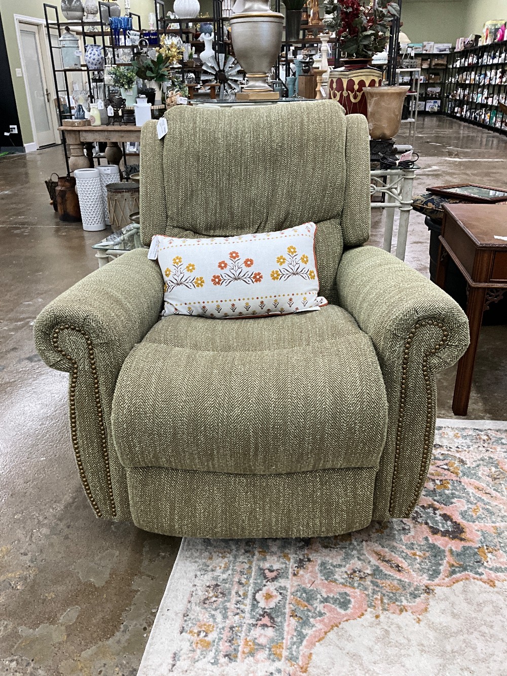 La-z-Boy Green Studded Recliner