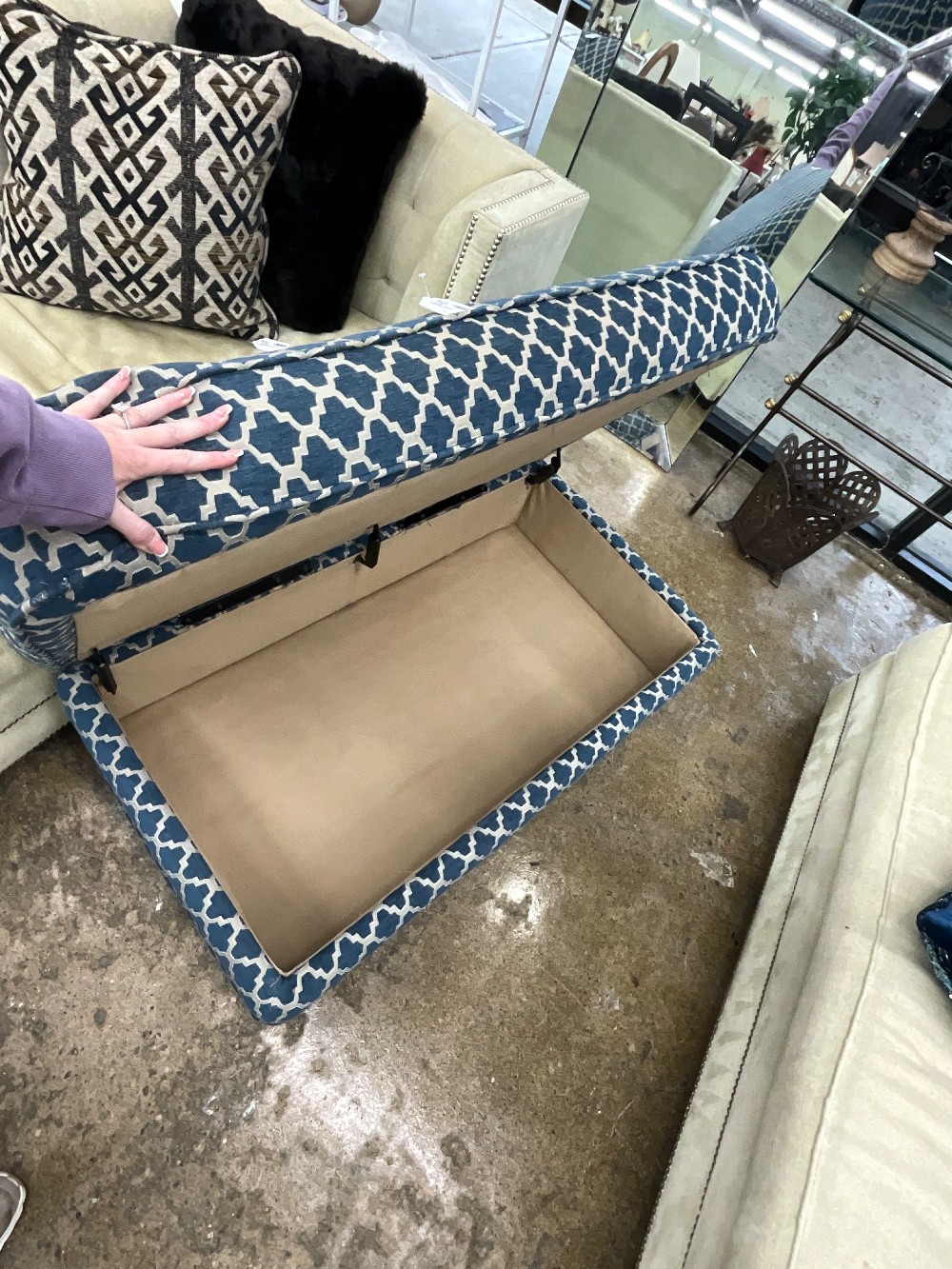 Blue Storage Ottoman